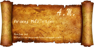 Arany Márton névjegykártya