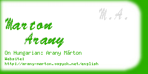 marton arany business card